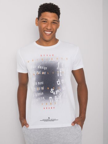 Biały t-shirt męski z bawełny Lawson