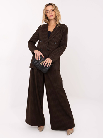 Ciemnobrązowa marynarka z poduszkami na ramionach RUE PARIS