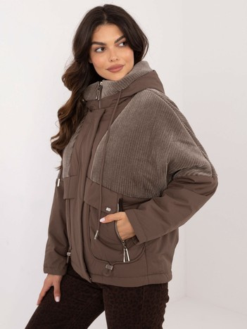 Brązowa przejściowa kurtka z kapturem
