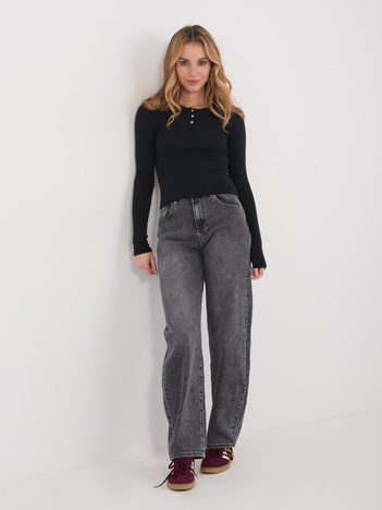 Czarna dopasowana bluzka basic z bawełny