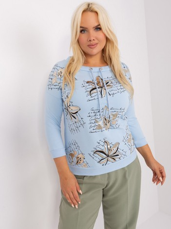 Jasnoniebieska bluzka plus size z troczkami