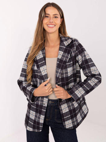 Czarna jednorzędowa marynarka w kratę RUE PARIS