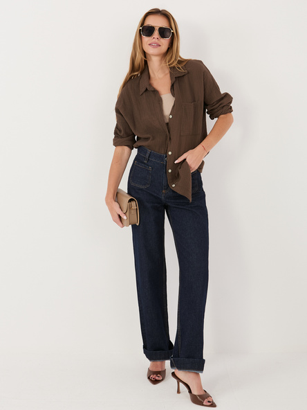 Czekoladowa muślinowa koszula na lato