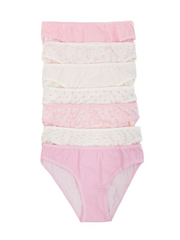 Ecru-różowe damskie majtki z nadrukiem 7-pak