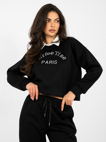 Czarny casualowy komplet z krótką bluzą