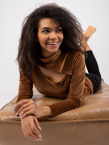 Brązowa damska bluzka z weluru Kigali