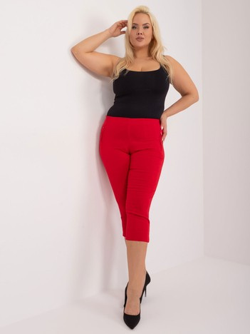Czerwone spodnie rybaczki plus size bez zapięcia