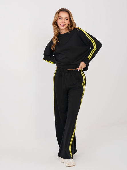 Czarny damski komplet z bluzą bez kaptura RUE PARIS