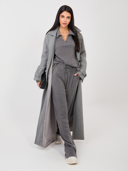 Ciemnoszary dzianinowy komplet ze swetrem