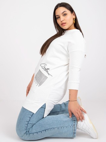 Ecru dresowa tunika plus size bawełniana Sylviane