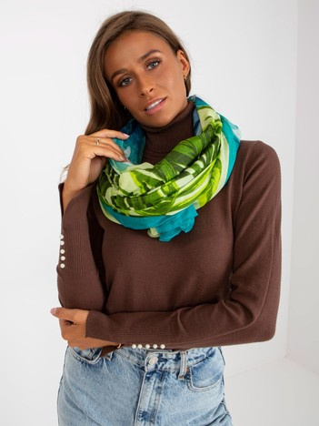 Turkusowa wzorzysta chusta z bawełny