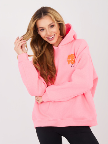 Fluo różowa damska bluza z napisami 3D