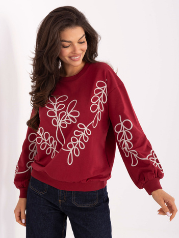 Bordowa damska bluza ze ściągaczami