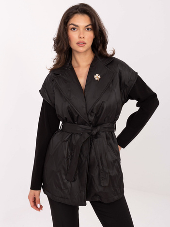 Czarna pikowana kamizelka z kołnierzem RUE PARIS