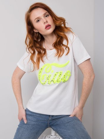 Biały t-shirt z aplikacją Erin