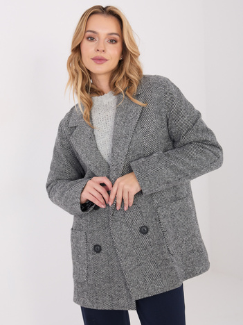 Czarno-biała dwurzędowa marynarka z kaszmiru