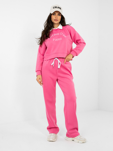 Ciemnoróżowy dresowy komplet z napisem