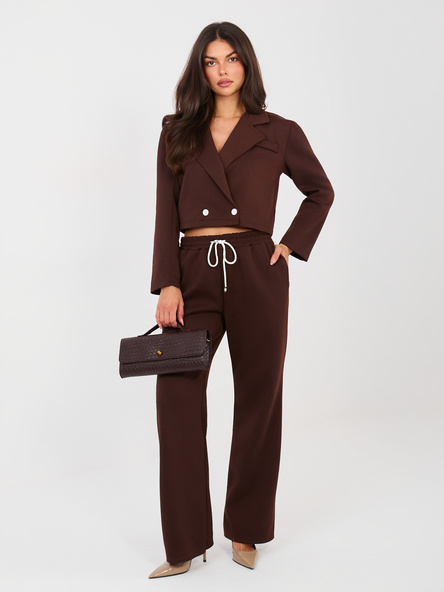 Brązowy dwuczęściowy komplet z marynarką RUE PARIS