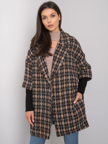 Szaro-pomarańczowy płaszcz z dzianiny Memphis RUE PARIS