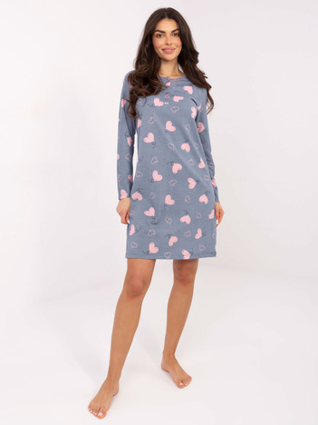 Brudnoniebieska koszula nocna z guzikami