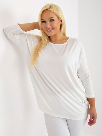 Ecru bluzka plus size basic z okrągłym dekoltem