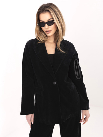 Czarna sztruksowa marynarka oversize RUE PARIS