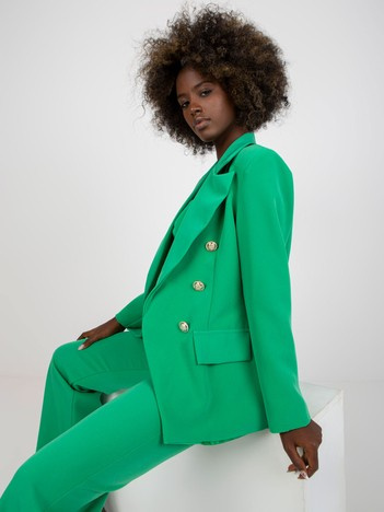 Zielona klasyczna marynarka z zapięciem dwurzędowym