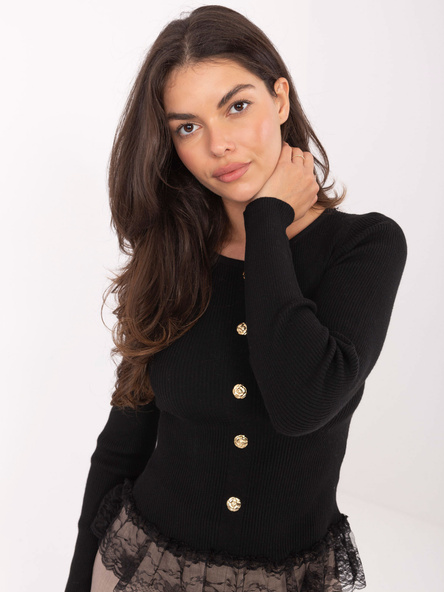 Czarny elegancki sweter w prążek