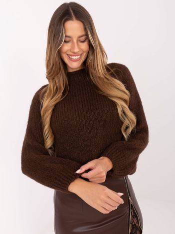 Brązowy sweter oversize z domieszką wełny
