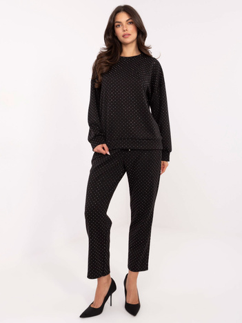 Czarny elegancki komplet z dżetami RUE PARIS