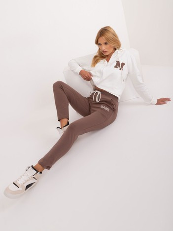 Ecru damski komplet dresowy z bluzą rozpinaną