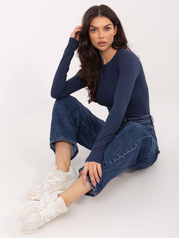 Granatowa bawełniana bluzka z długim rękawem