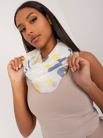 Ecru-żółty damski komin z printem