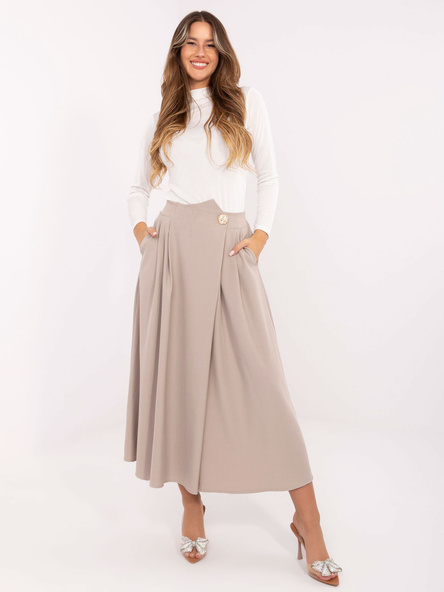 Beżowa elegancka spódnica z kieszeniami RUE PARIS