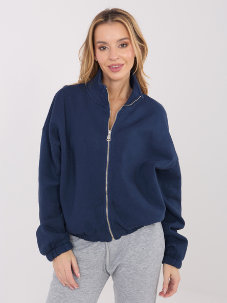 Granatowa rozpinana bluza basic z gumką na dole
