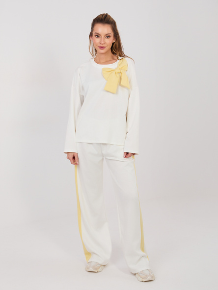 Ecru dwuczęściowy komplet z kokardą RUE PARIS