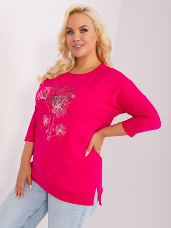 Fuksjowa bluzka plus size z kwiatowym printem