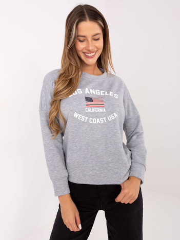 Szara melanżowa bluza w amerykańskim stylu RUE PARIS