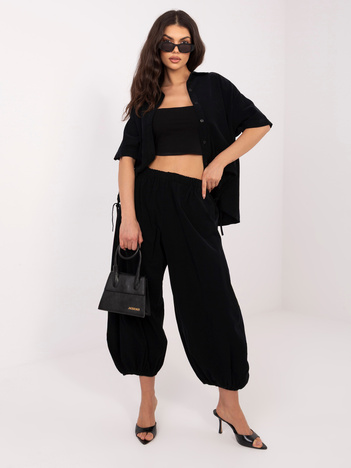 Czarne spadochronowe spodnie z sztruksu