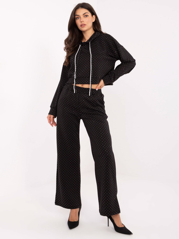 Czarny komplet z szerokimi spodniami RUE PARIS