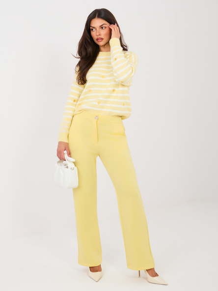 Jasnożółte proste spodnie z kieszeniami RUE PARIS