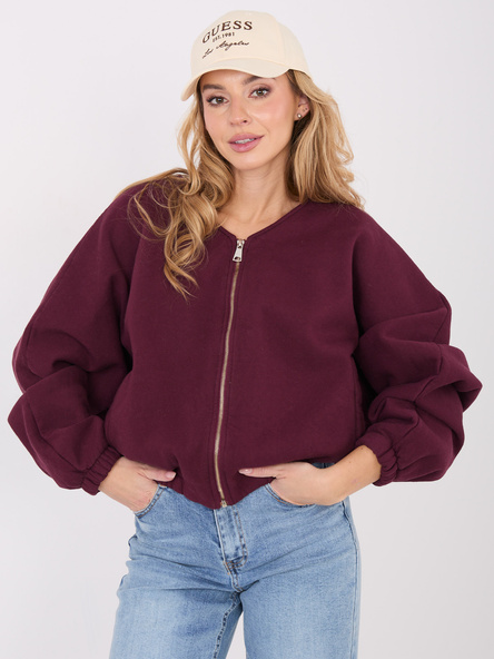 Burgundowa rozpinana bluza z gumką na dole