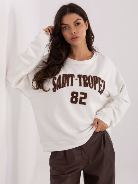 Ecru damska bluza oversize bez kaptura