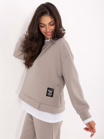 Szary damski komplet z białą wstawką RUE PARIS