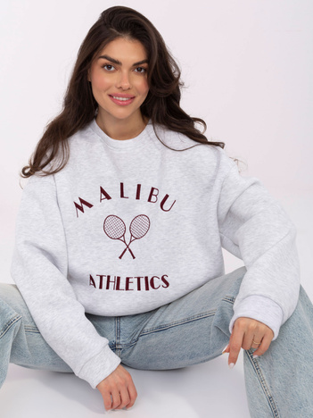 Jasnoszara bluza z kontrastowym napisem