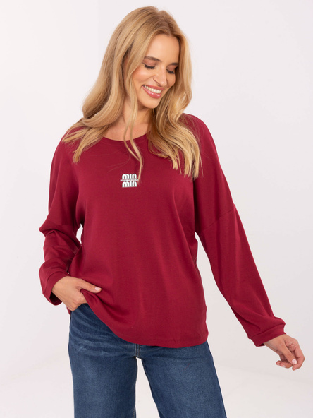 Bordowa bawełniana bluzka z napisem