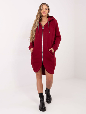 Bordowa asymetryczna bluza z suwakiem