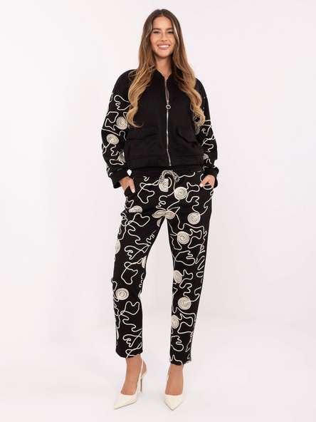 Czarny dwuczęściowy komplet z rozpinaną bluzą