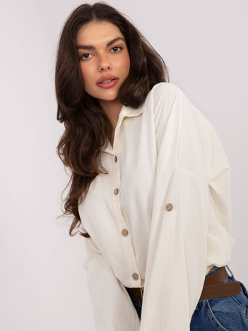 Jasnobeżowa rozpinana koszula z sztruksu