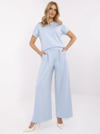Jasnoniebieskie dresowe spodnie basic z zakładkami